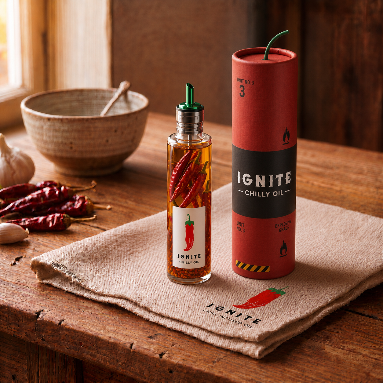 Identidad corporativa de IGNITE CHILLY OIL